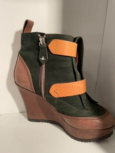 Vivienne Westwood Shoes Boots Wedge Sole Designer Heels Leather Pump Women 24cm! - Picture 2 of 9