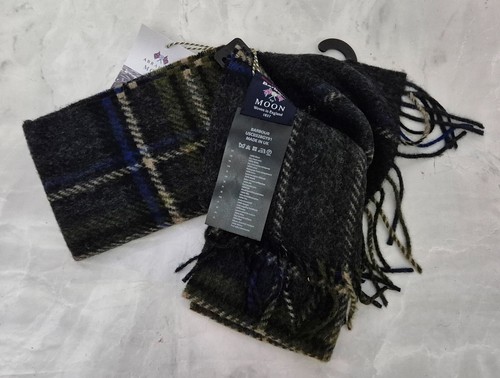 Bufanda BARBOUR Cordobés Azul Gris Blanco Cuadros Tartán Suave 100% Lana de Cordero Borla - Imagen 4 de 5