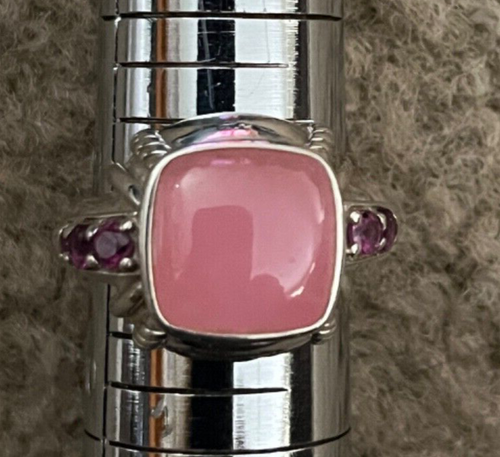 JUDITH RIPKA Sterling Silver PINK ROSE QUARTZ & RHODOLITE GARNET Ring Size 9 - Picture 1 of 5