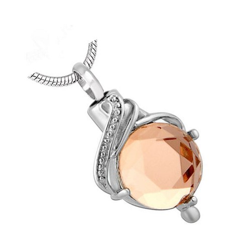 Stainless Steel Topaz Cremation Pendant Urn Jewelry Holds Pet Ashes Human - Picture 1 of 4