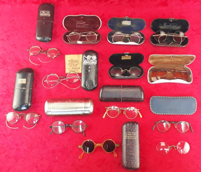 13x origin. histor. Nickelbrille - Gespinstbügel Brillengestell - 1. Dr. 20. Jh. 13x origin. histor. Nickelbrille - Gespinstbügel Brillengestell - 1. Dr. 20. Jh.