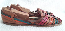 Huaraches Leather Shoes Sandals Slip On Woven Multicolor Weave Women's Mexico