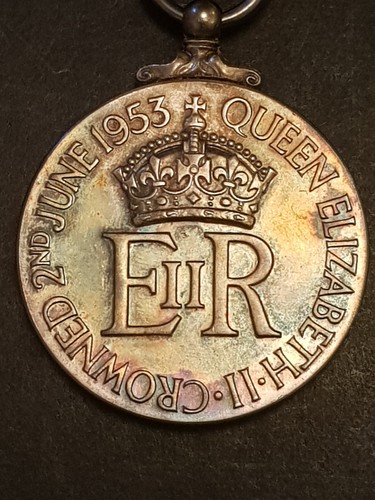 Original Awarded 1953 Queen Elizabeth II Silver Coronation Medal - Rainbow Toned - 第 7/17 張圖片