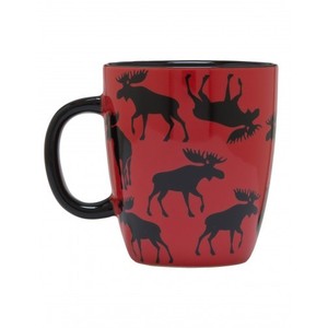 Hatley-Ceramic-MOOSE-ON-RED-Coffee-Mug-or-Tea-Cup