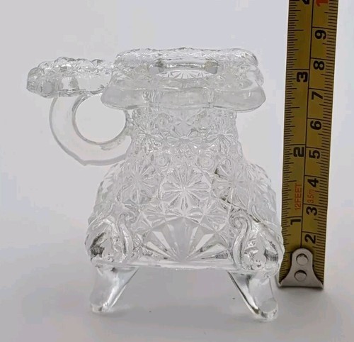 4 Vintage L.G. Wright Daisy & Button Clear Glass Footed Candle Holders - Picture 13 of 14