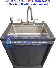 Portable Mobile Sink HOT Water Large Bowl PREMIUM Chrome Fixtures Side Sprayer