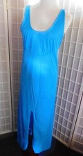 Vintage Aqua blue Gaymode petticoat slip, Medium, nylon, 23" front split