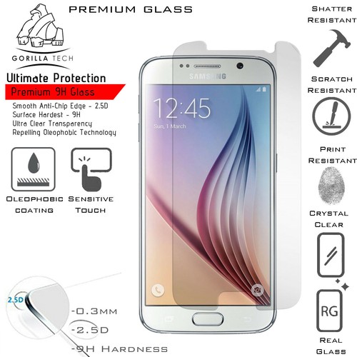  Galaxy S6 Tempered Glass Screen Guard Protector for Samsung Gorilla Tech - Picture 2 of 7
