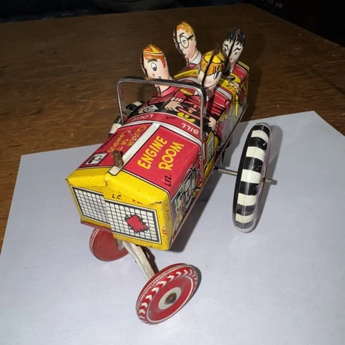 MARX 1940'S COLLEGE BOY'S JALOPY CRAZY CAR WIND UP ~GOOD CONDITION ~