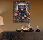 Rustic Gothic Botanical Animals BEAR Metal Sign Victorian Wall Decor 16x12 Large