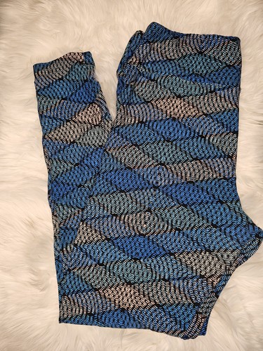 Tc Lularoe Leggings blau schwarz weiß Rautenmuster - Bild 1 von 2