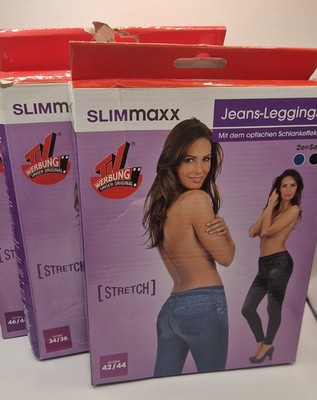 Jeans Leggings Stretch 2er Set blau schwarz 34/36 38/40 42/44 46/48