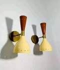 Modern Pair Brass Wall Light Lamp Italian Wall Sconce Light Stilnovo Mid century