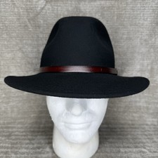 Crushable Fedora Fine Felt Hats Wool Black Sz 57 7 1/8 Medium Packable Italy