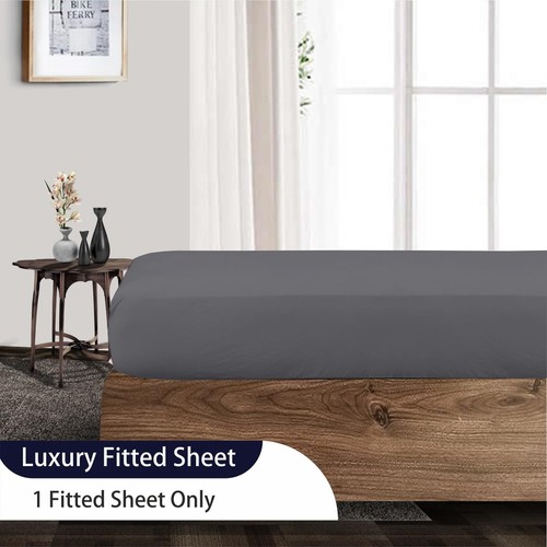 100% Egyptian Cotton 600 TC Cal King Size Fitted Sheet Only Soft Smooth Satee... - Picture 2 of 5