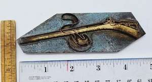 Letterpress Printing Plate Antique Rifle and Powder Horn Brass Printers Block