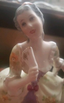 * Vintage Figurine Royal Dux Bohemia Lady With Fan. Czechoslovaki.  Rare Find! *