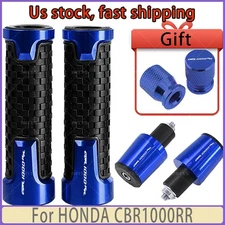 Blue For HONDA CBR1000RR Motorcycle Handlebar Grips Bar End Cap Tire Valve US