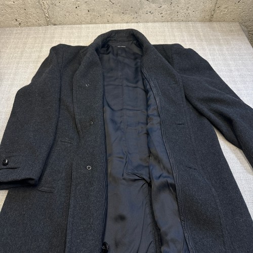 Stafford Mens Wool Overcoat 46 L Charcoal Gray Trench Coat Classic Jacket - Picture 4 of 14