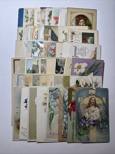 Lot de 53 cartes postales anciennes 1900 Pâques Thanksgiving Nouvel An voeux #6