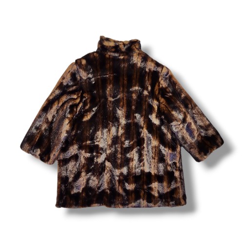 Vintage Terry Lewis Classic Brown Luxury Faux Fur Coat Mid Size Women's 2X - Picture 2 of 13