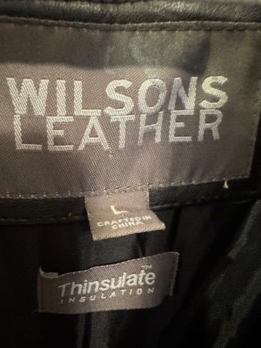 Cappotto vintage Wilsons pelle donna nero pelle taglia L isolato bottoni davanti - Foto 6 di 11