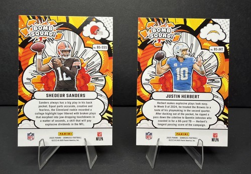 2025 Donruss- Justin Herbert # BS-JHT & Shedeur Sanders BS-SSS Bomb Squad LOT - Picture 6 of 11