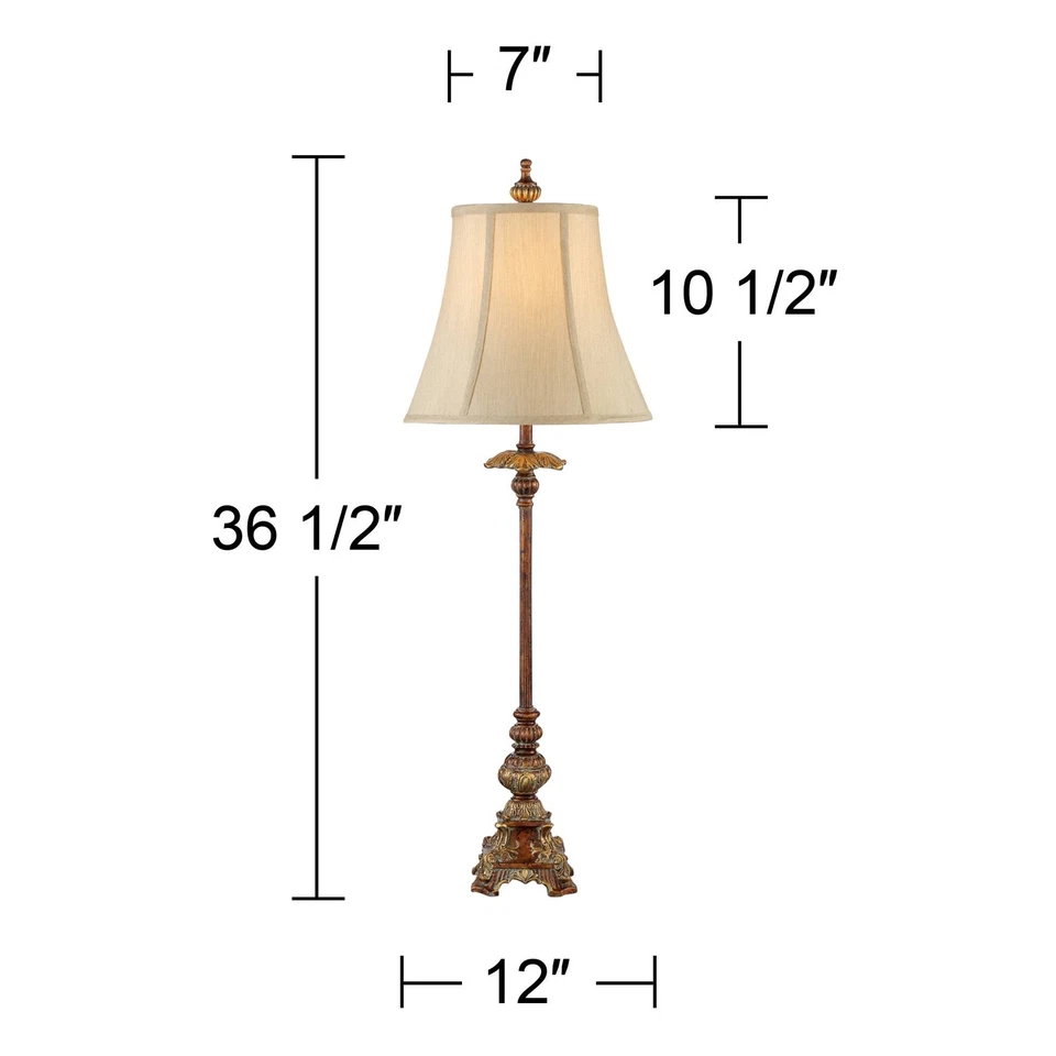 Juliette Traditional Buffet Table Lamps 36 1/2" Tall Set of 2 Bronze for Bedroom - Image 4 of 4