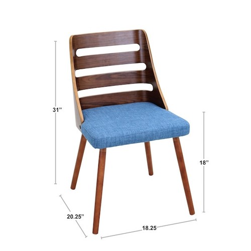 LUMISOURCE CH-TRV WL+GY Trevi Dining/Accent Chair in Walnut with Grey Fabric - Picture 2 of 10