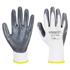 24 Pairs Black Nitrile Palm Coated Nylon Work Gloves Builder Gardening Grip