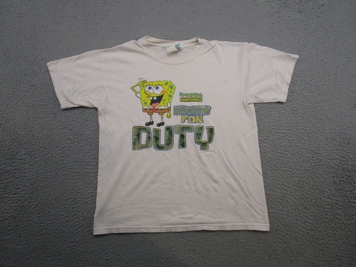 Vintage 2001 Spongebob Schwammkopf Nickelodeon Reporting for Duty Youth Größe XL