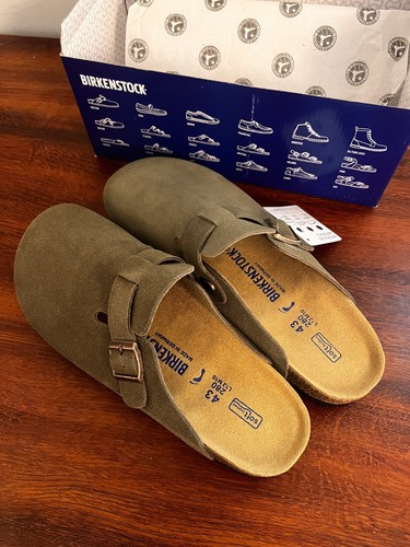 ✅ Birkenstock Boston Clog Leder Taupe Damen Herren Wildleder Leder I USA BASED 🇺🇸 - Bild 1 von 5