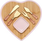 Paris Hilton Charcuterie Board and Serving Set, Bamboo Board, Pink 