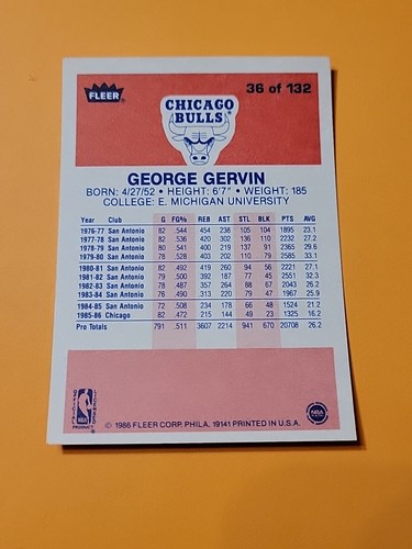 1986-87 Fleer - George Gervin #36 Pack Fresh - Bild 8 von 8