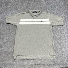 Vintage Polo Ralph Lauren Polo Shirt Mens XL Gray White Stripe Green Pony Golf