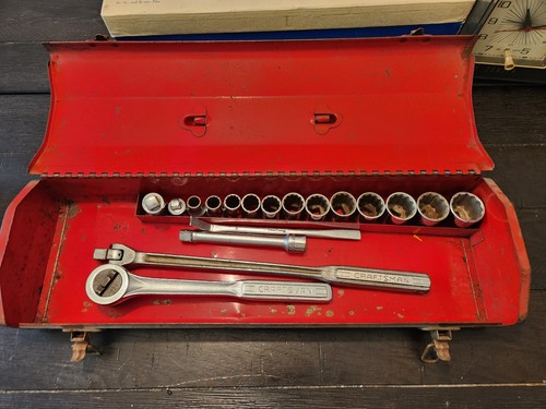 Vintage Craftsman 3/8 Drive Socket Set with Metal Box. =V= Series - Picture 6 of 14