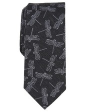 Bar Iii Mens Regular fit Tie Necktie One Size Black Dragonfly Print