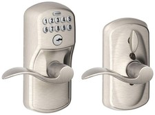 Schlage FE595-PLY-ACC Keypad Entry Lock Leverset - Nickel