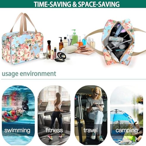Bolsa de artículos de tocador portátil bolsa de cosméticos organizadora grande de artículos de tocador para mujeres viaje - Imagen 4 de 6