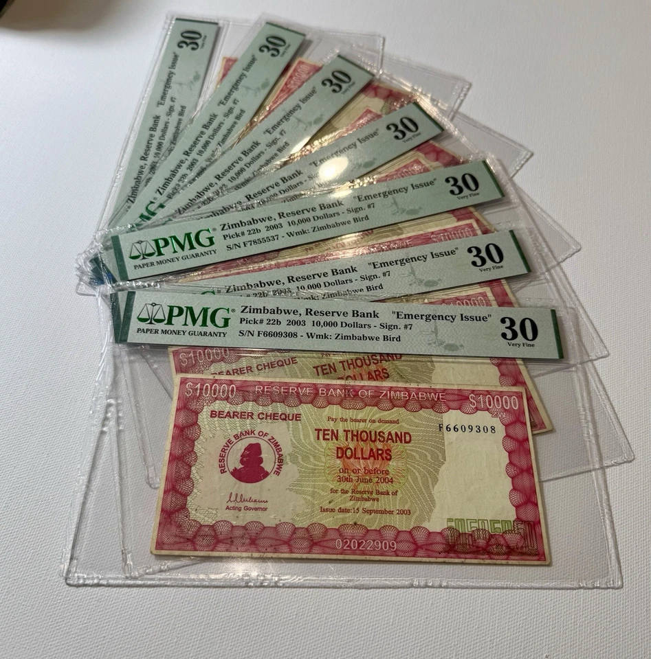 Cheque portador de 10000 dólares de Zimbabue 2003 P22b PMG 30 EPQ Cir. Problema de emergencia Foto 3 de 3