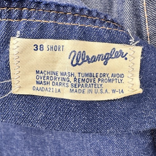 Vintage 80s Wranglers Jeans Dark Indigo Wider Straight Leg 37x29 Cotton Denim - Picture 6 of 16