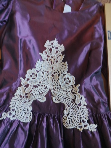 Jinelle Vintage Dress Girls 7 Purple Taffeta Style 722 – Lace Appliqué & Hem - Picture 17 of 17