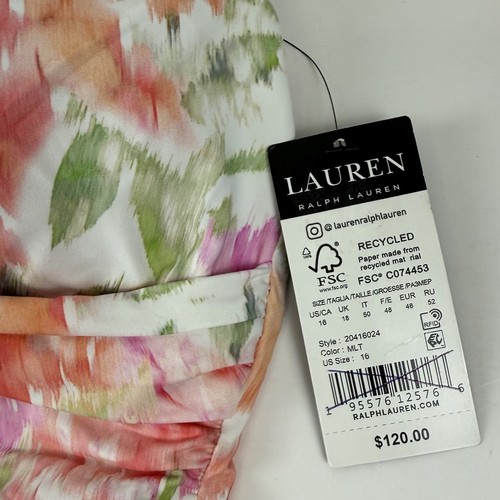 Lauren Ralph Lauren Tankini Top Womens Size US 16 Pink Green Floral NWT - Picture 4 of 10