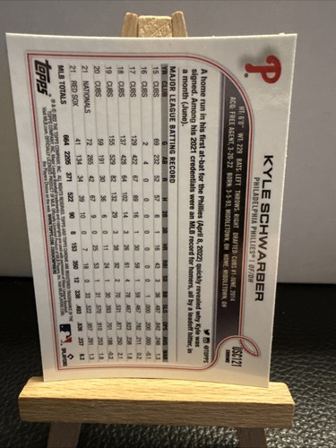 2022 Topps Chrome Update #USC121 Kyle Schwarber Card Philadelphia Phillies - Picture 2 of 2