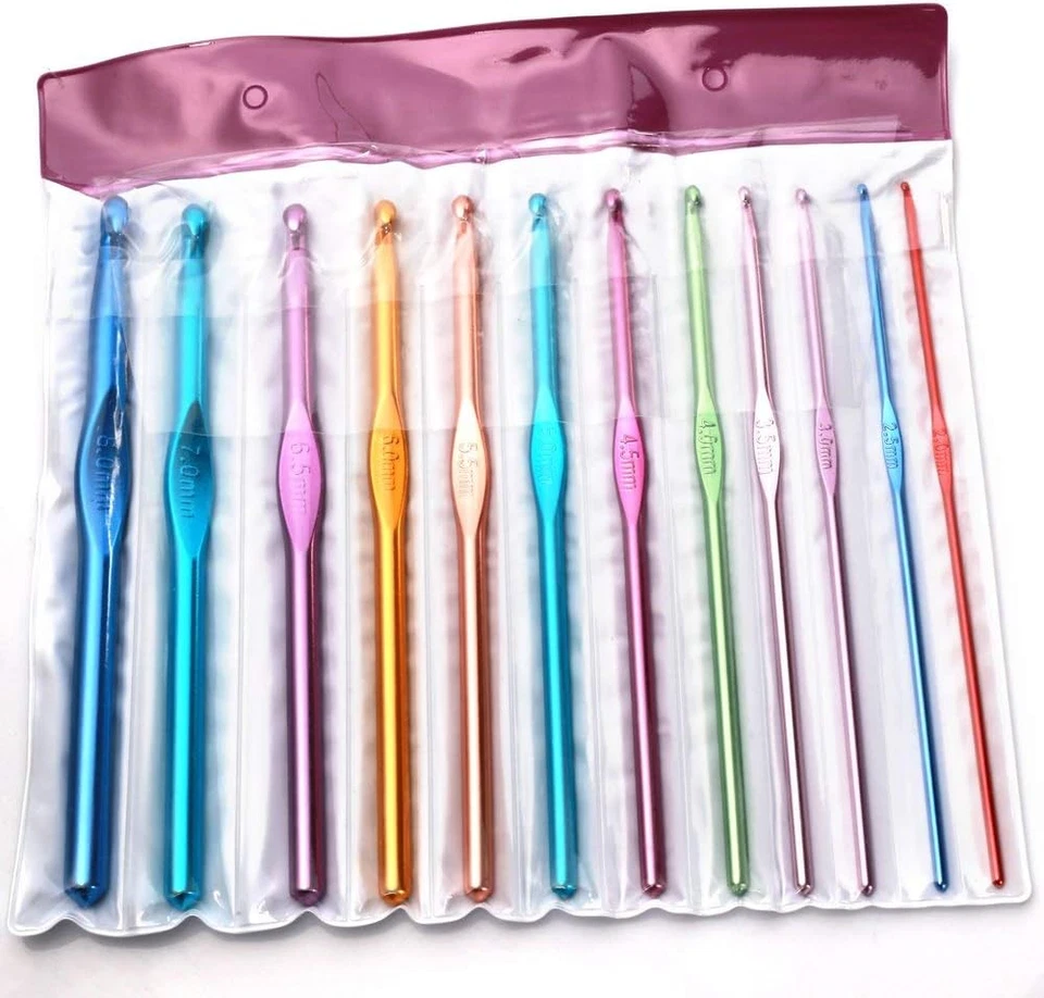 CROCHETS-12-PCS-9922 - Set Di 12 Uncinetti in Alluminio, Multicolore, 12 Misure, - Immagine 2 di 4