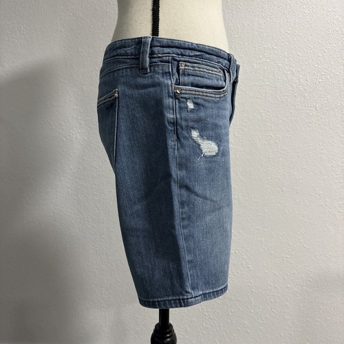 WHITE HOUSE BLACK MARKET Girlfriend Bermuda Jean Denim Shorts Distressed Sz 4 - Picture 2 of 6