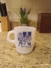 Vtg Termocrisa Milk Glass Mug Courier "We Deliver The News" 3.5"tall. Rare