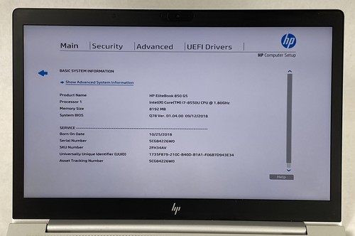 HP EliteBook 850 G5 Core i7-8550U 1,80 GHz 8 GB RAM 15,6" sin disco duro sin sistema operativo - Imagen 3 de 21