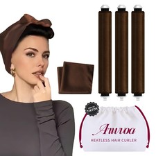 Heatless Hair Curler Curls Overnight 1 Count Pack of 3 , Brown