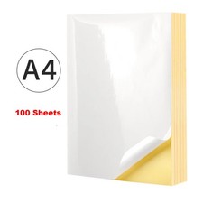 100x Gl&auml;nzend A4 Aufkleber Papier Glanzpapier+Kleber 297x210mm Weiss Klebepapier